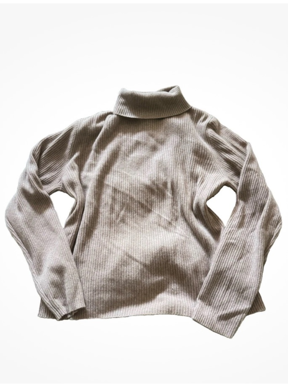 A. Giannetti 100% 2 Ply Cashmere Ribbed Turtleneck Sweater in Beige/Tan